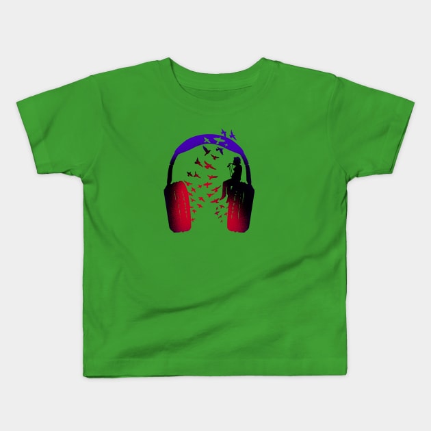 Headphone Music Singer Kids T-Shirt by barmalisiRTB